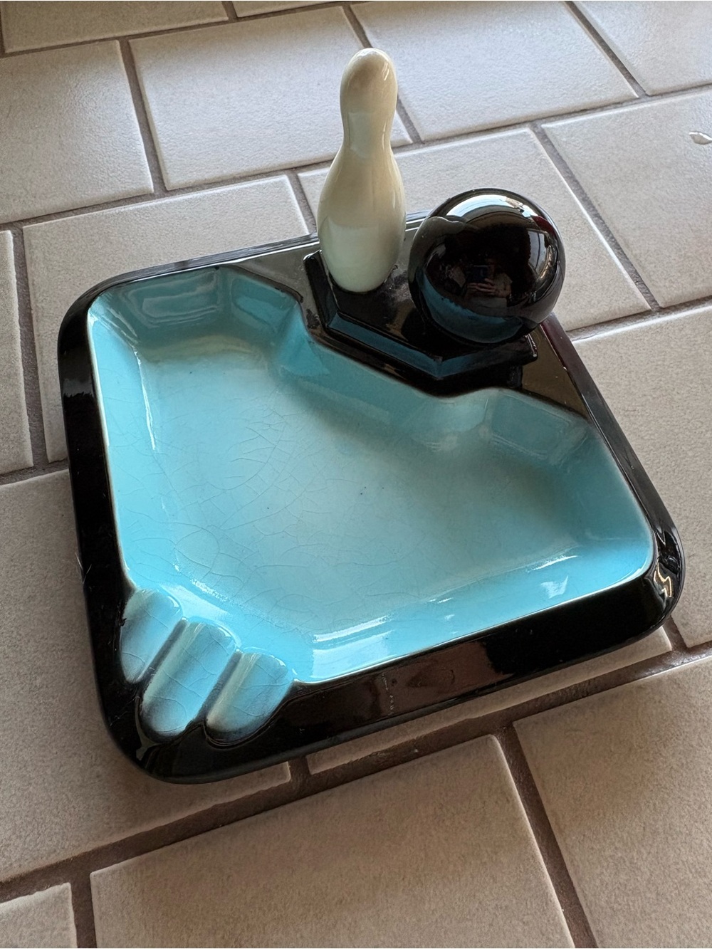 Vintage ESD Japan Bowling Ashtray / Catchall Dish Mid-Century 1950s